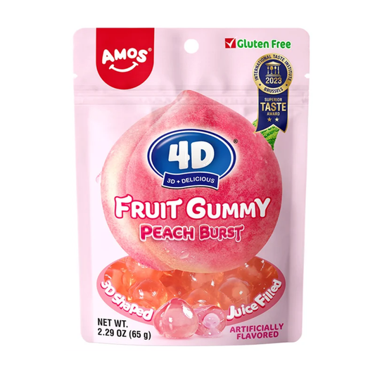 Amos 4D Fruit Gummy Peach Burst Juice Filled 65g