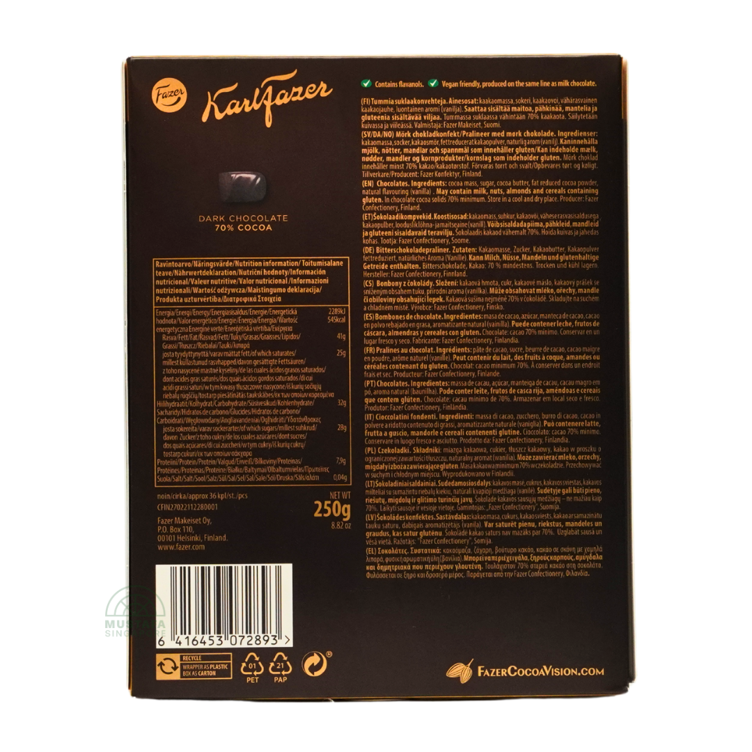 KarlFazer 70% Cocoa Premium Rich Dark Chocolate 295g