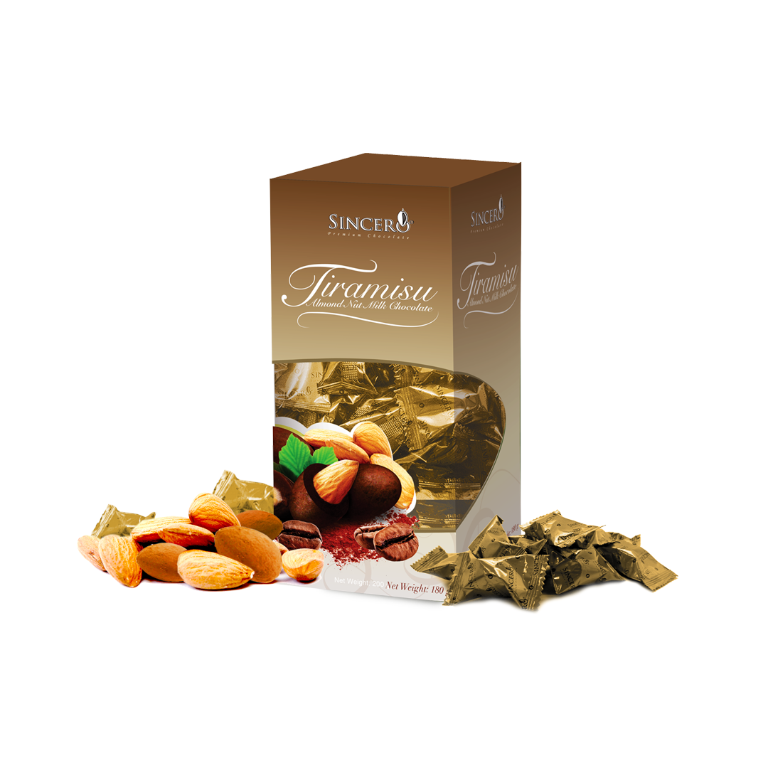 Sincero Premium Chocolate Tiramisu Almond Nut Milk Chocolate 180g