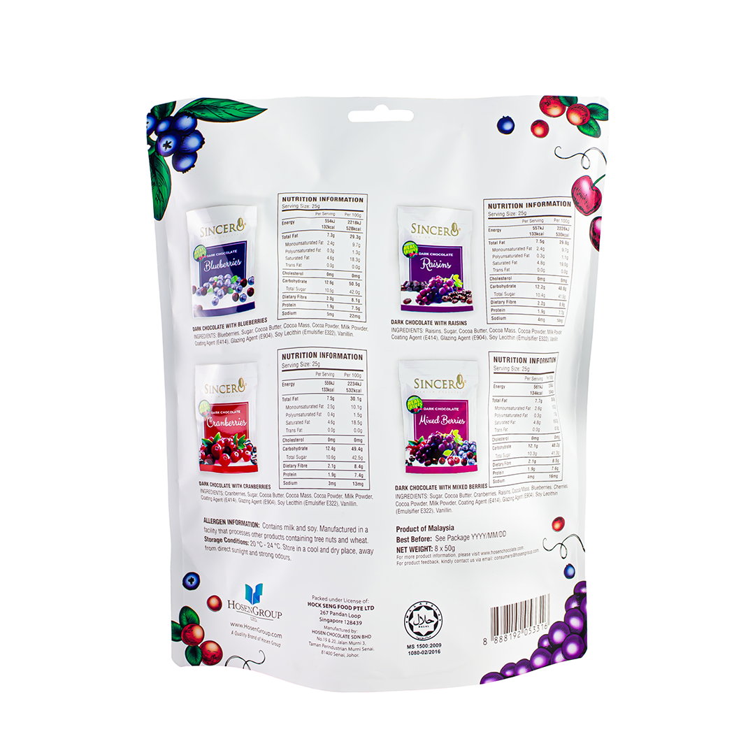 Sincero Premium Chocolate Berries Variety Pack 8's x 50g