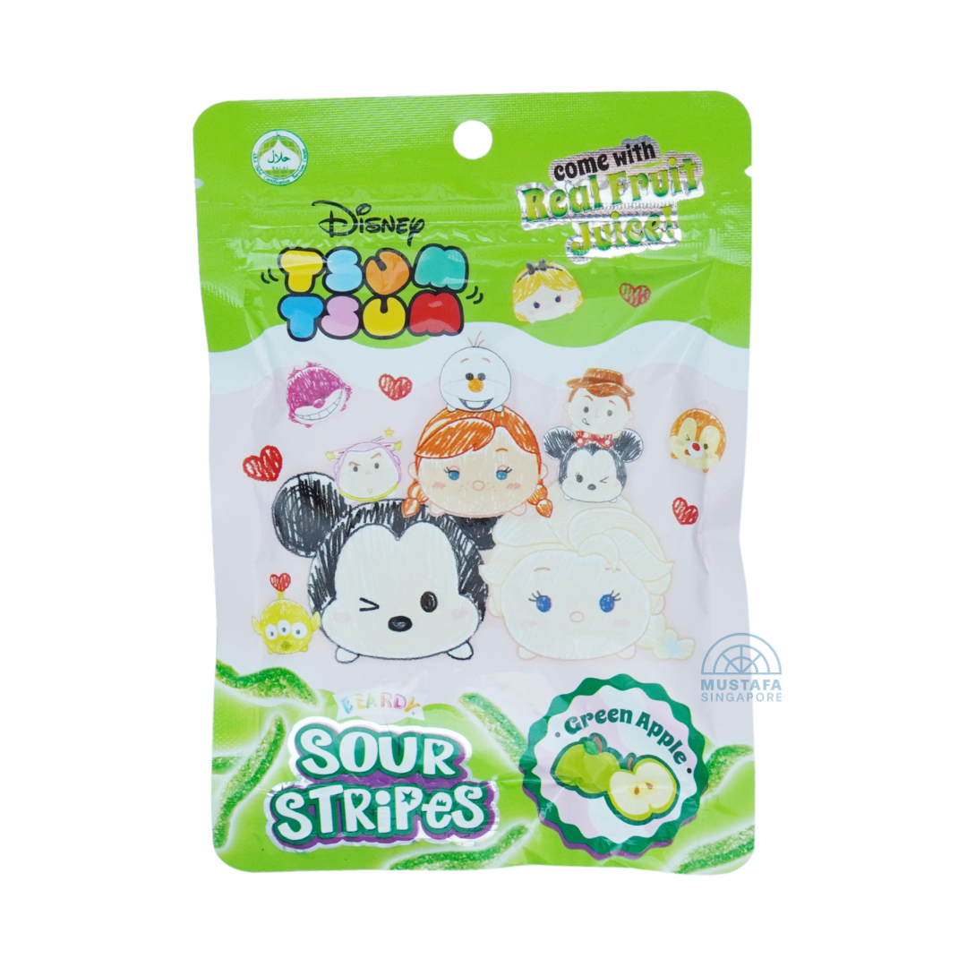 Beardy Sour Stripes Disney Tsum Tsum Green Apple Flavour 55g