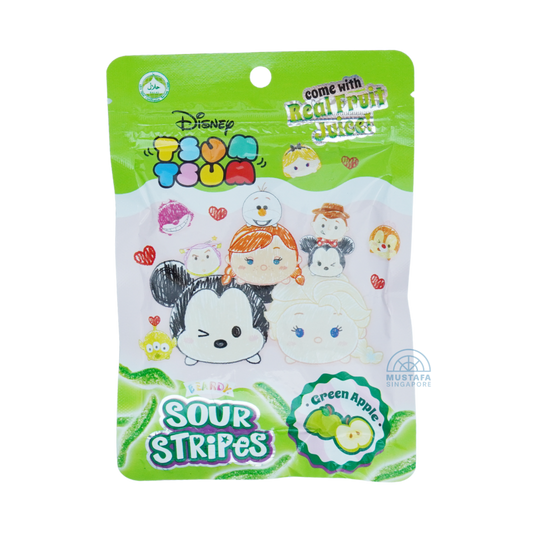 Beardy Sour Stripes Disney Tsum Tsum Green Apple Flavour 55g