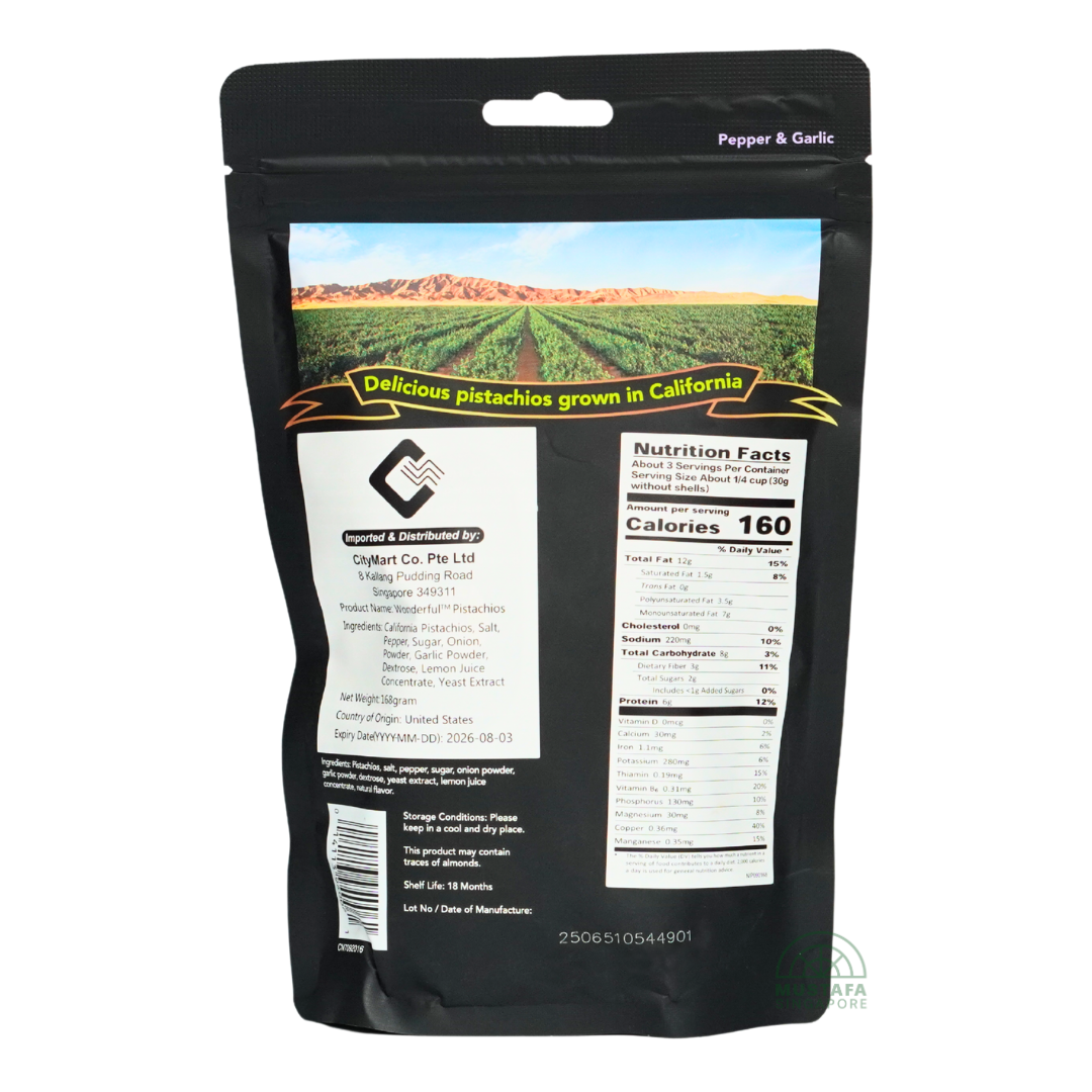 Wonderful Pepper & Garlic Pistachios 168g