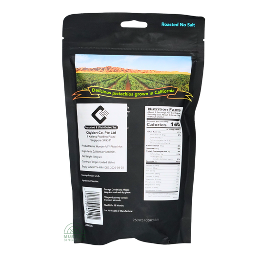 Wonderful Roasted No Salt Pistachios 300g