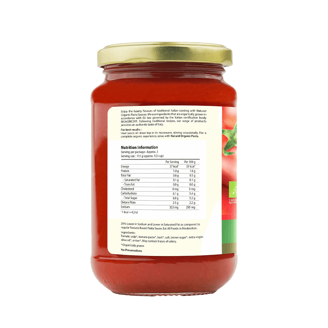 Naturel Organic Basil Pasta Sauce 340g