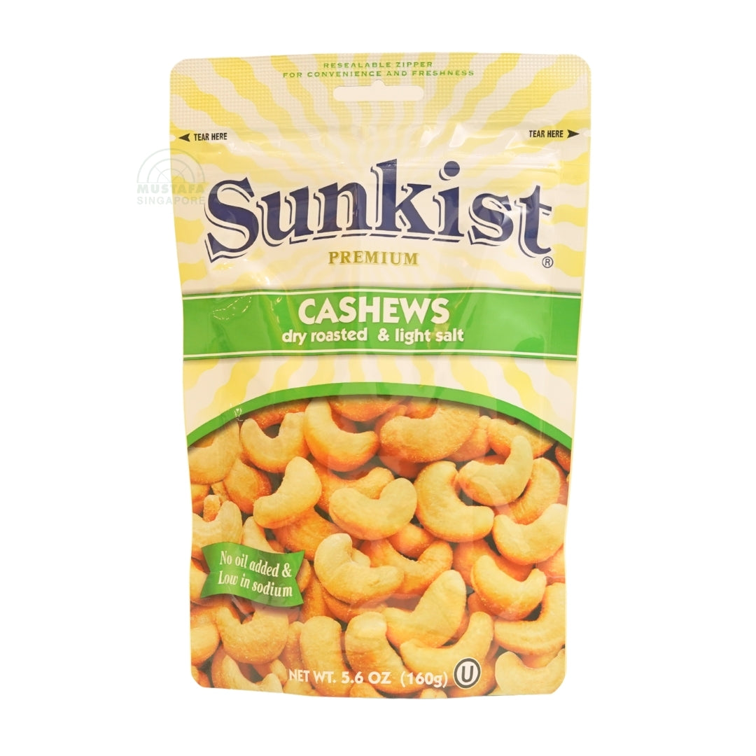 Sunkist Cashews Dry Roasted & Light Salt - No oil, Low In Sodium 160g