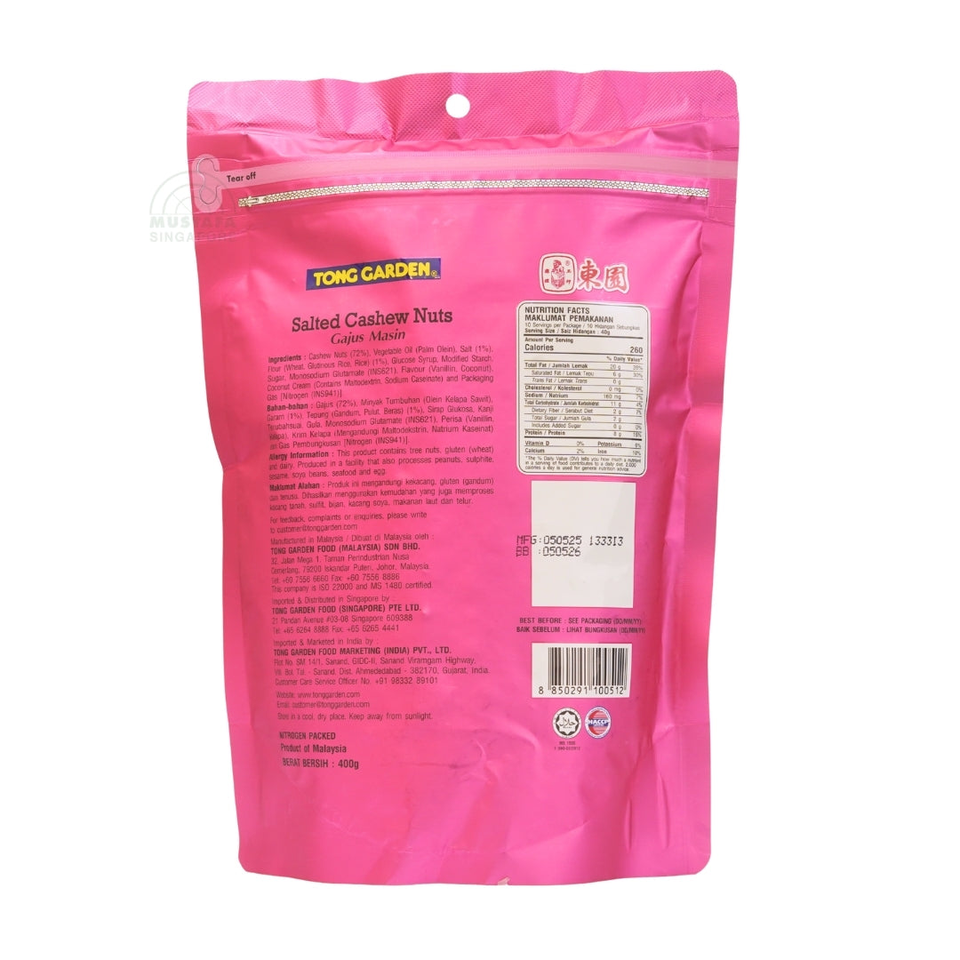 Tong Garden Salted Cashew Nuts- Freshly Roasted 400g