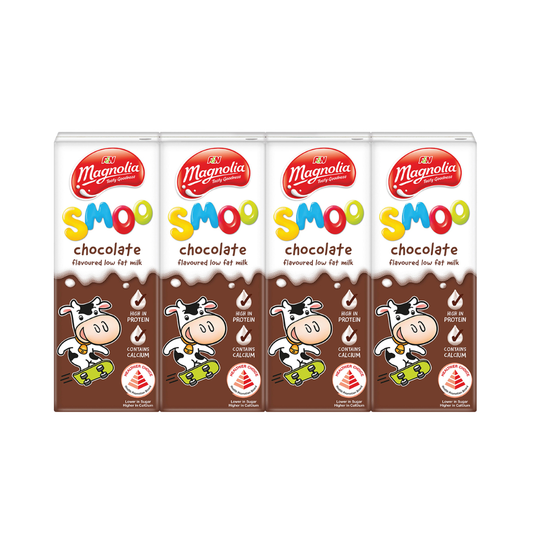 F&N Magnolia Smoo Chocolate Low Fat Milk 4 x 180ml
