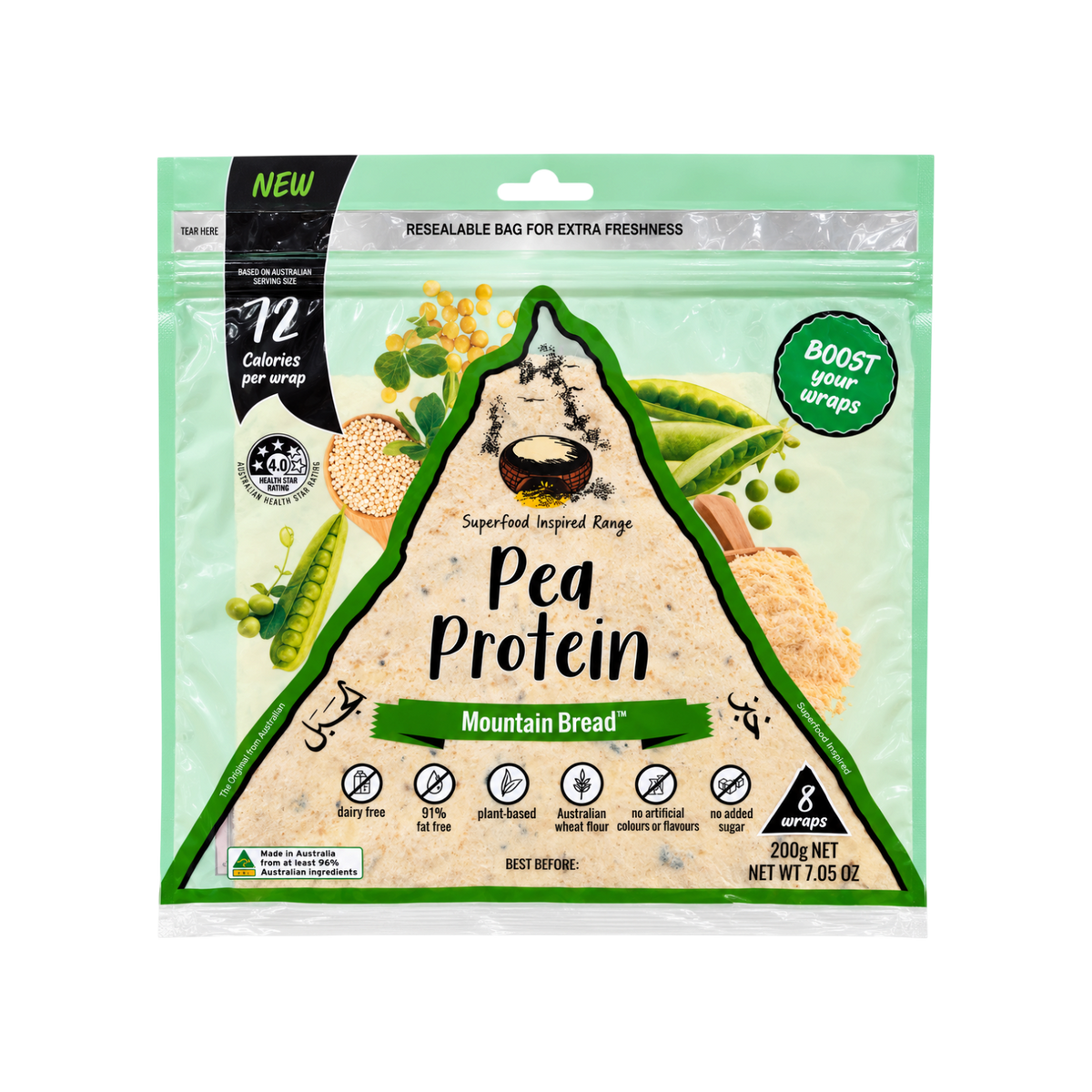 Mountain Bread Pea Protein Wraps 8 Pcs 200g