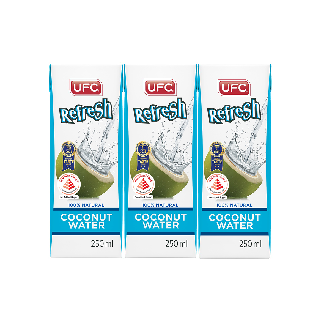 UFC Refresh 100% Natural Coconut Water 3 x 250ml
