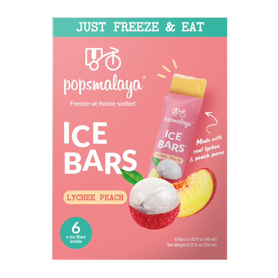 Popsmalaya Ice Bars Lychee Peach 6x45ml