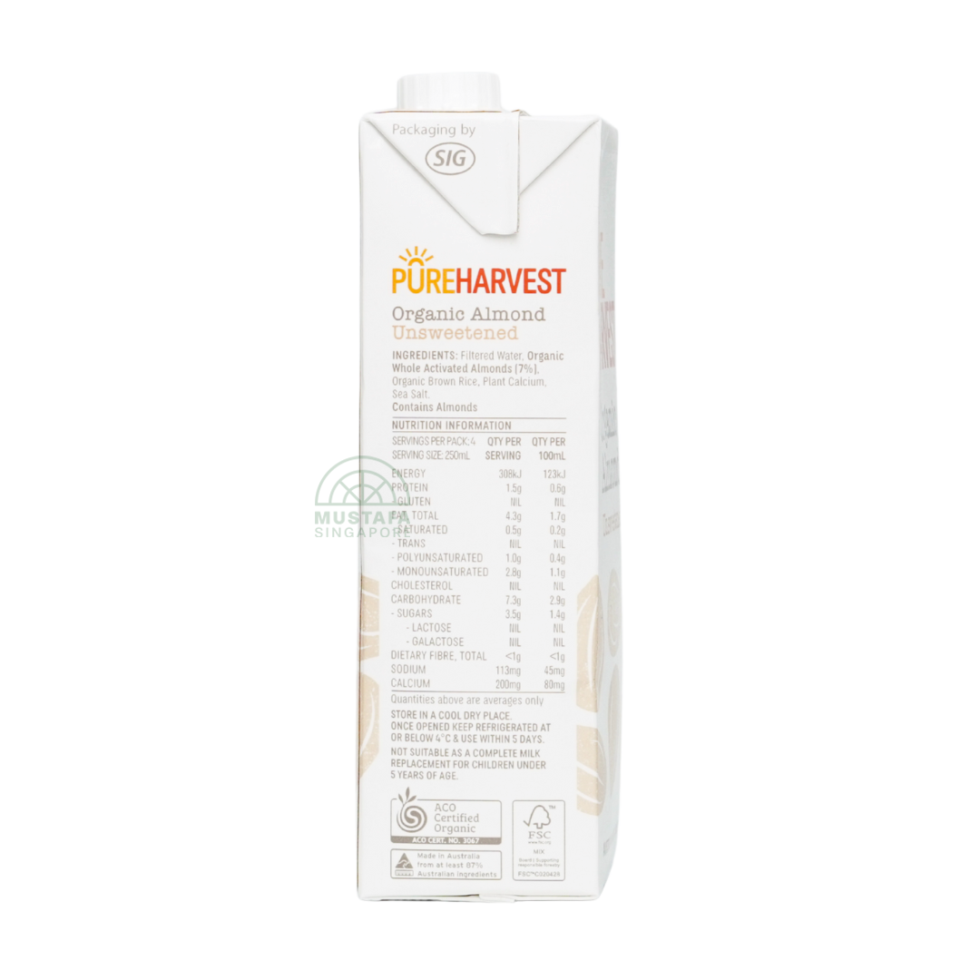 Pure Harvest Organic Almond Unsweeted 1L