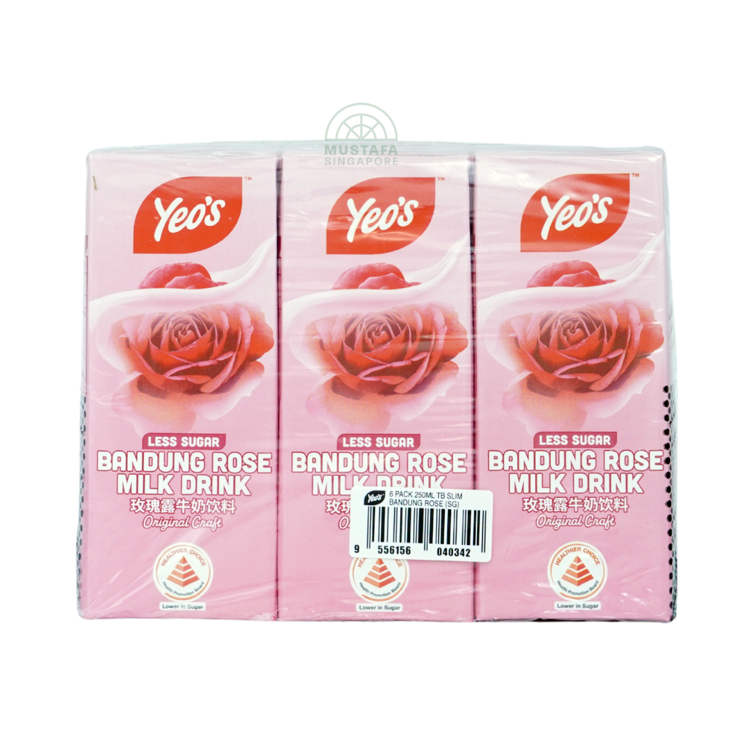 Yeo's Bandung Rose Milk Drink Less Sugar 6 pack 250ml