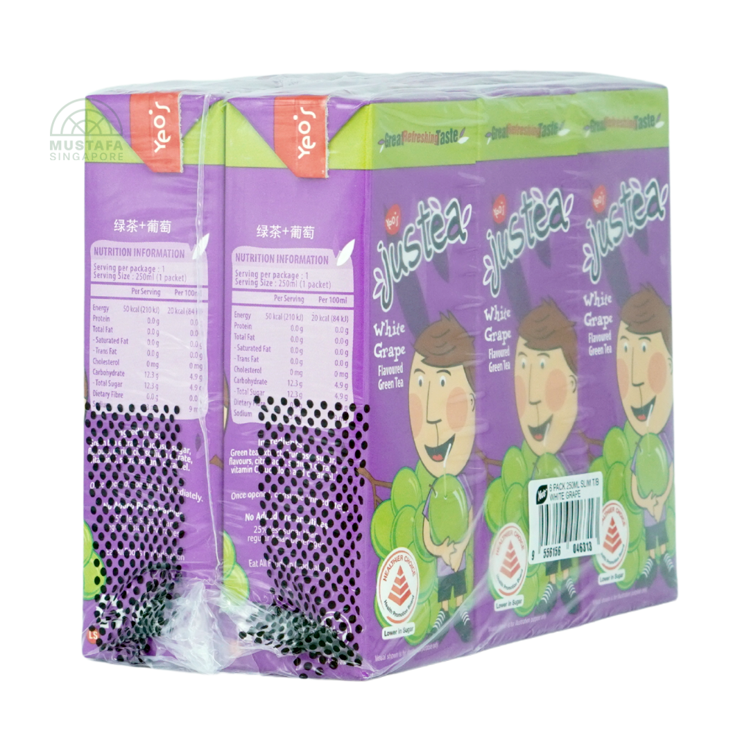 Yeo's Justea White Grape Flavoured Green Tea 6 pack 250ml