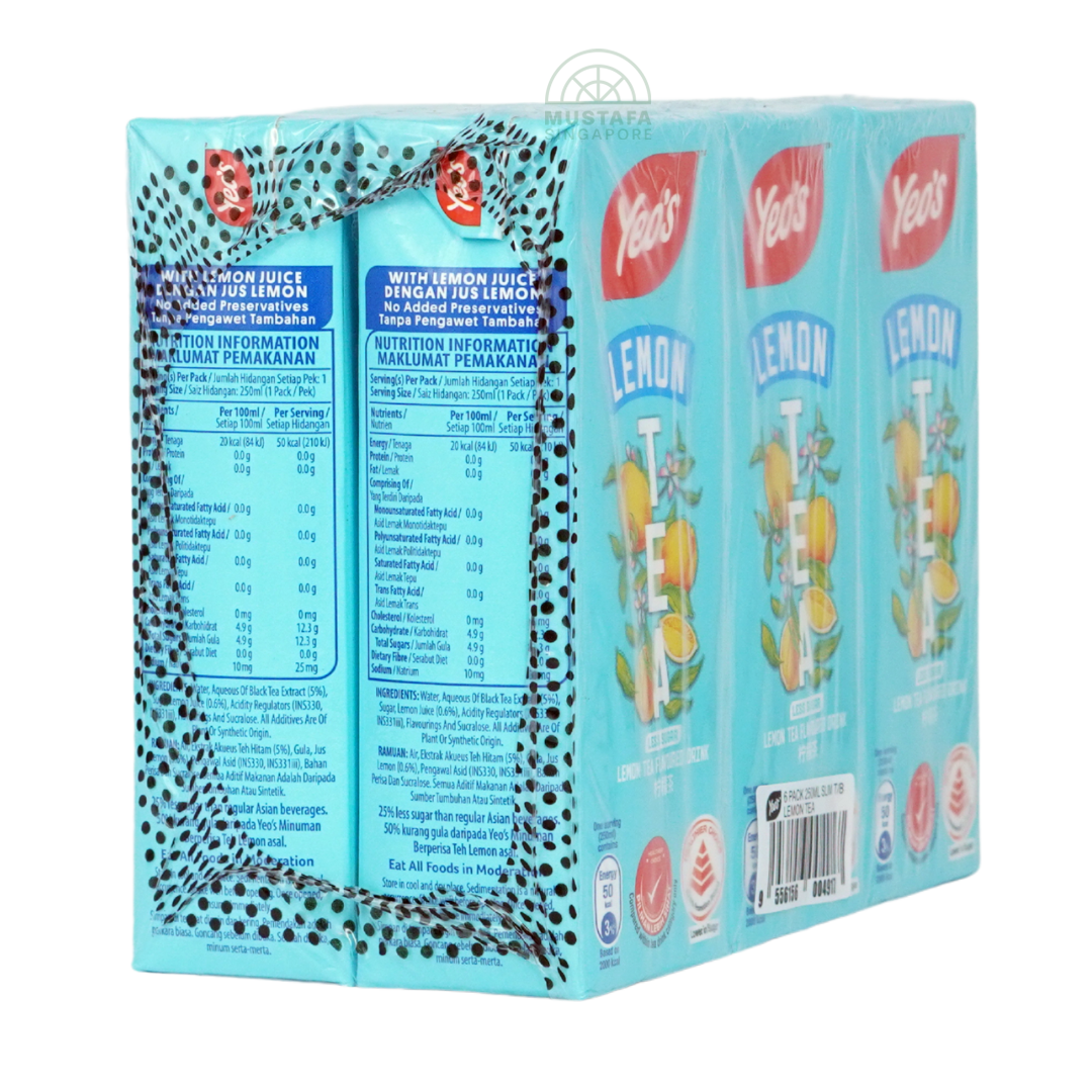 Yeo's Lemon Tea Drink Less Sugar 6 pack 250ml