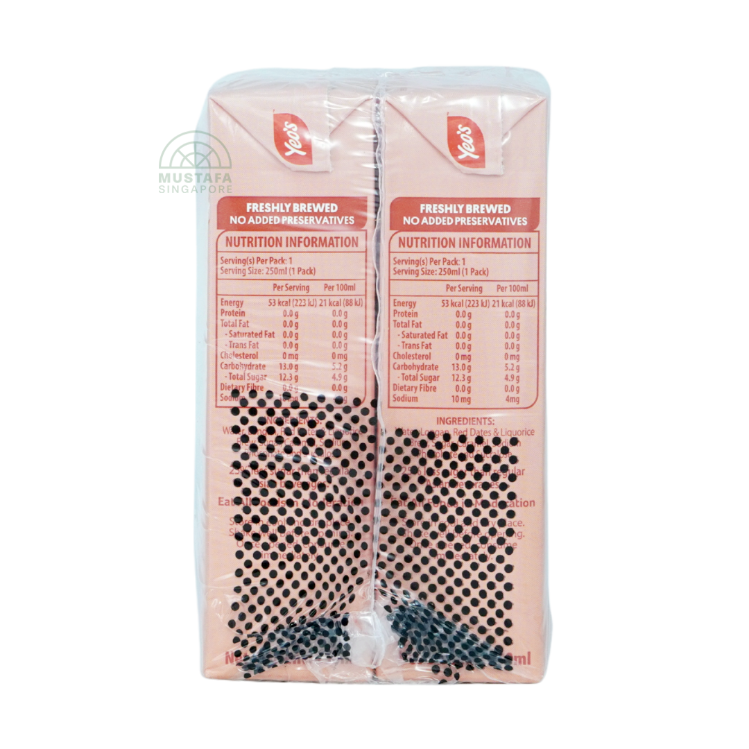 Yeo's Longan Red Date Drink Less Sugar 6 pack 250ml