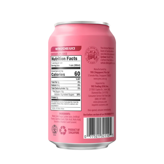 Yeo's Lychee Flavoured Drink Less Sugar 6 cans 300ml