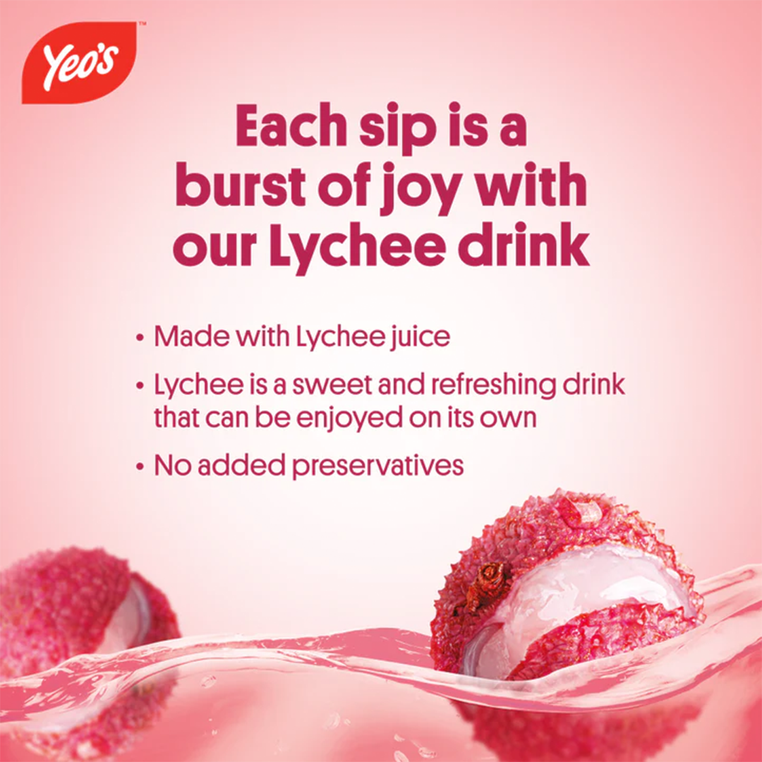 Yeo's Lychee Flavoured Drink Less Sugar 6 cans 300ml