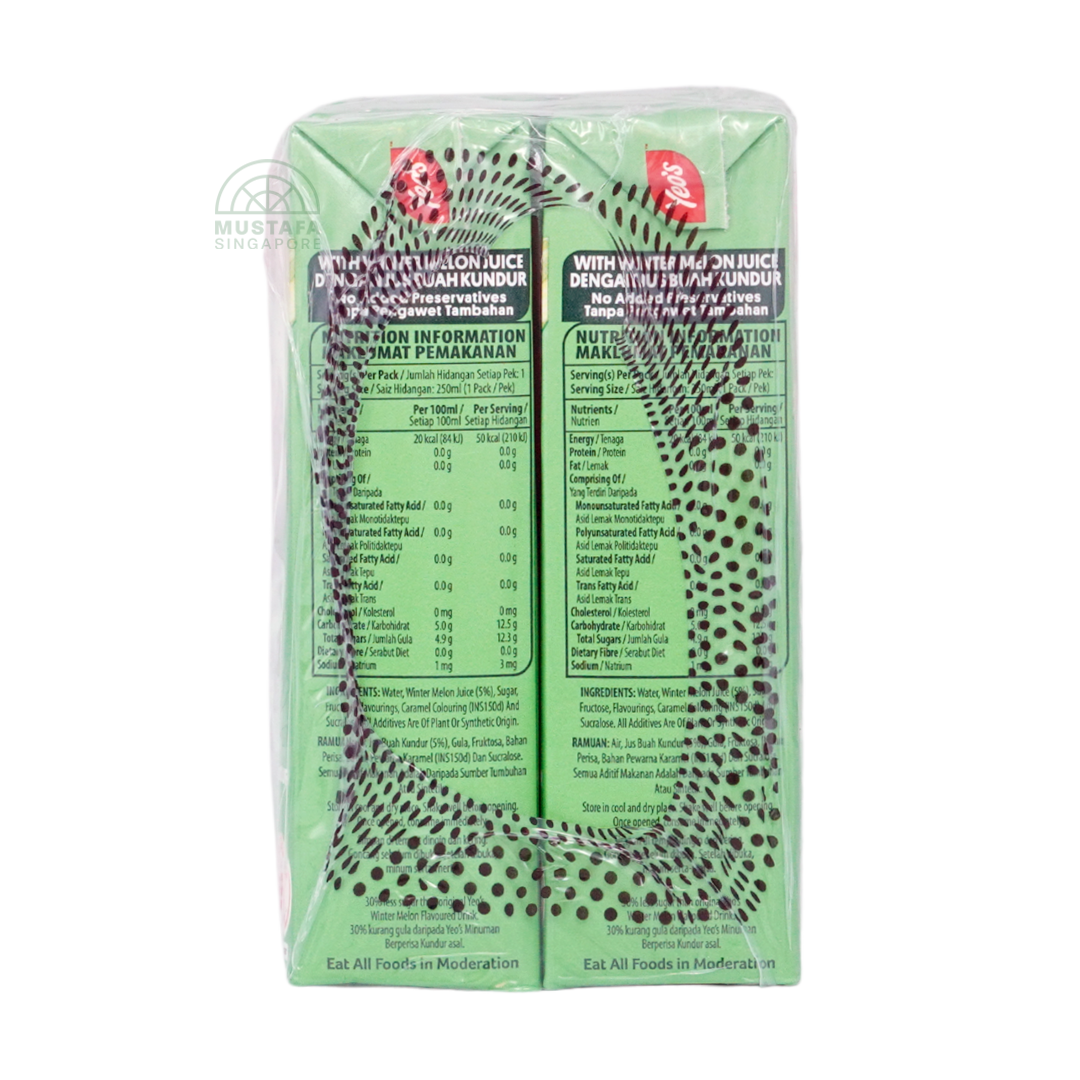 Yeo's Wintermelon Flavoured Drink Less Sugar 6 pack 250ml