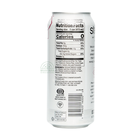 Steaz Antioxidant Brew Organic Green Tea Zero Calorie Raspberry 473g