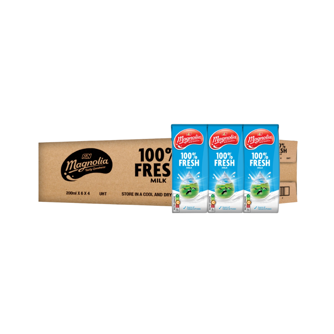 F&N Magnolia Plain Fresh Milk 24 x 200ml