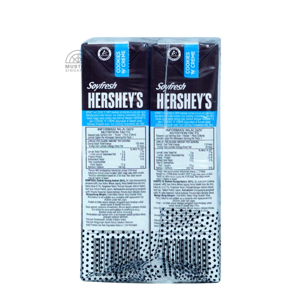Soyfresh Hershey's Cookies 'N' Creme Flavoured Soya Milk 6 x 236ml