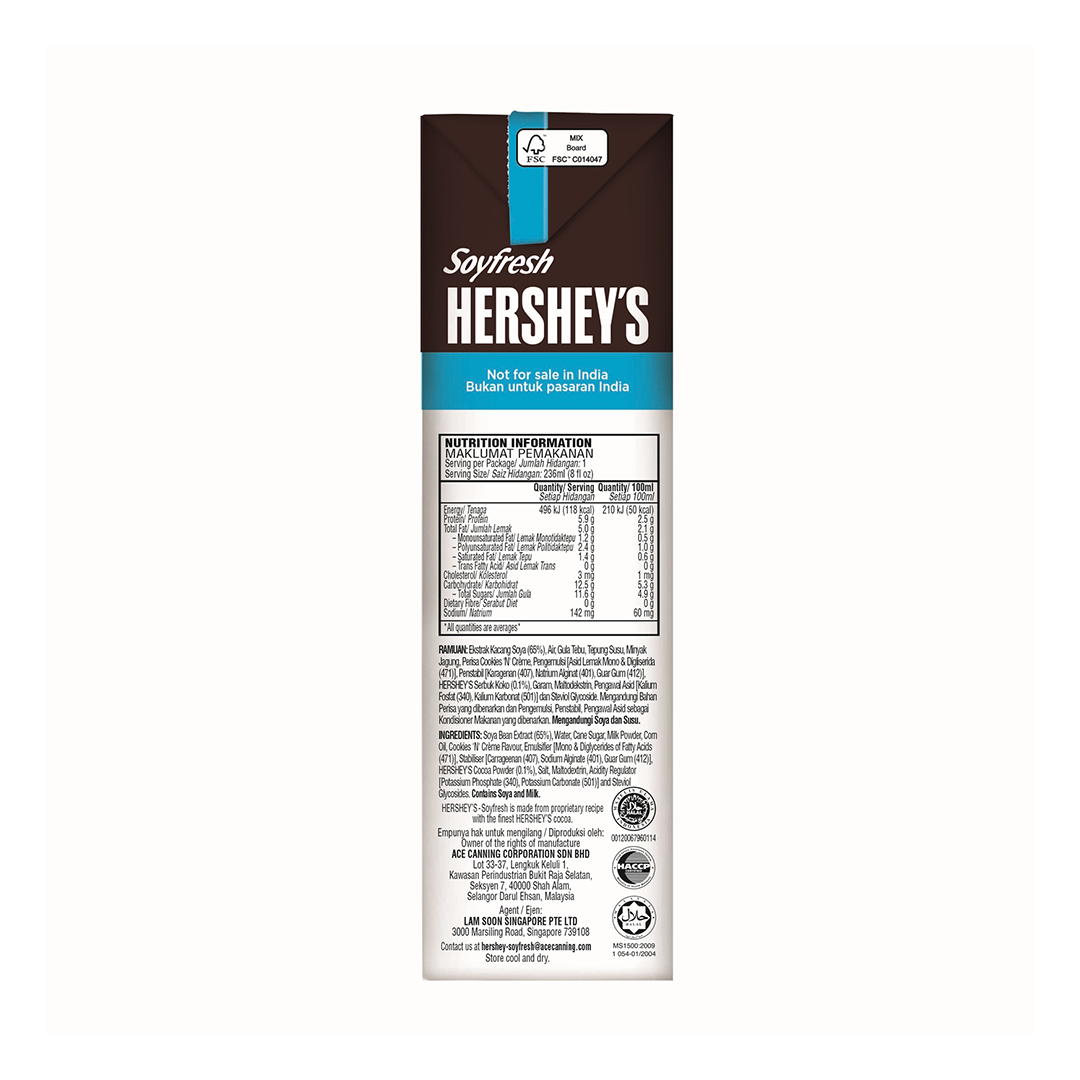Hershey's Soyfresh Cookies And Creme Soya Milk 236ml x 6s