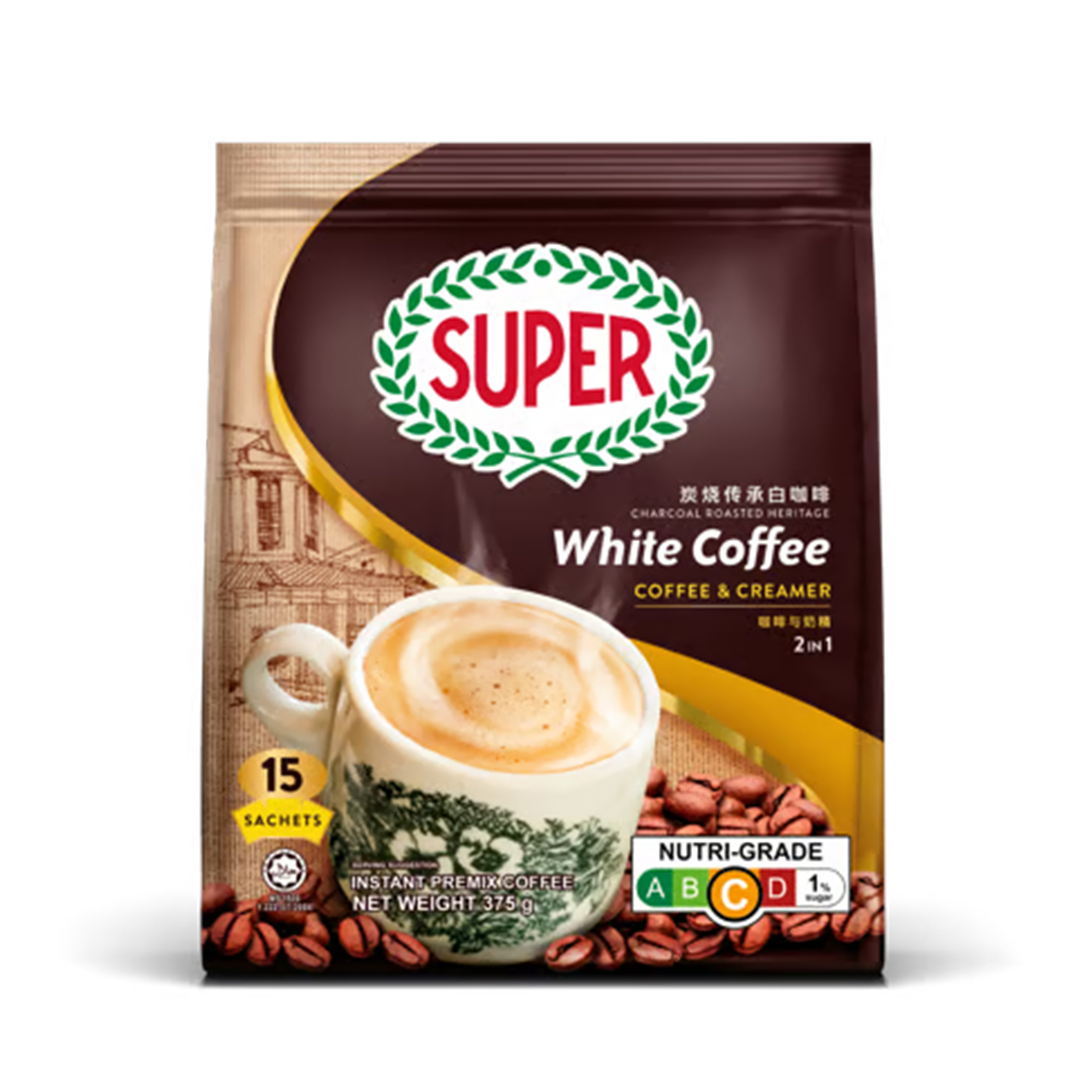 Super 2-in-1 Instant Charcoal Roasted White Coffee with Creamer 375g