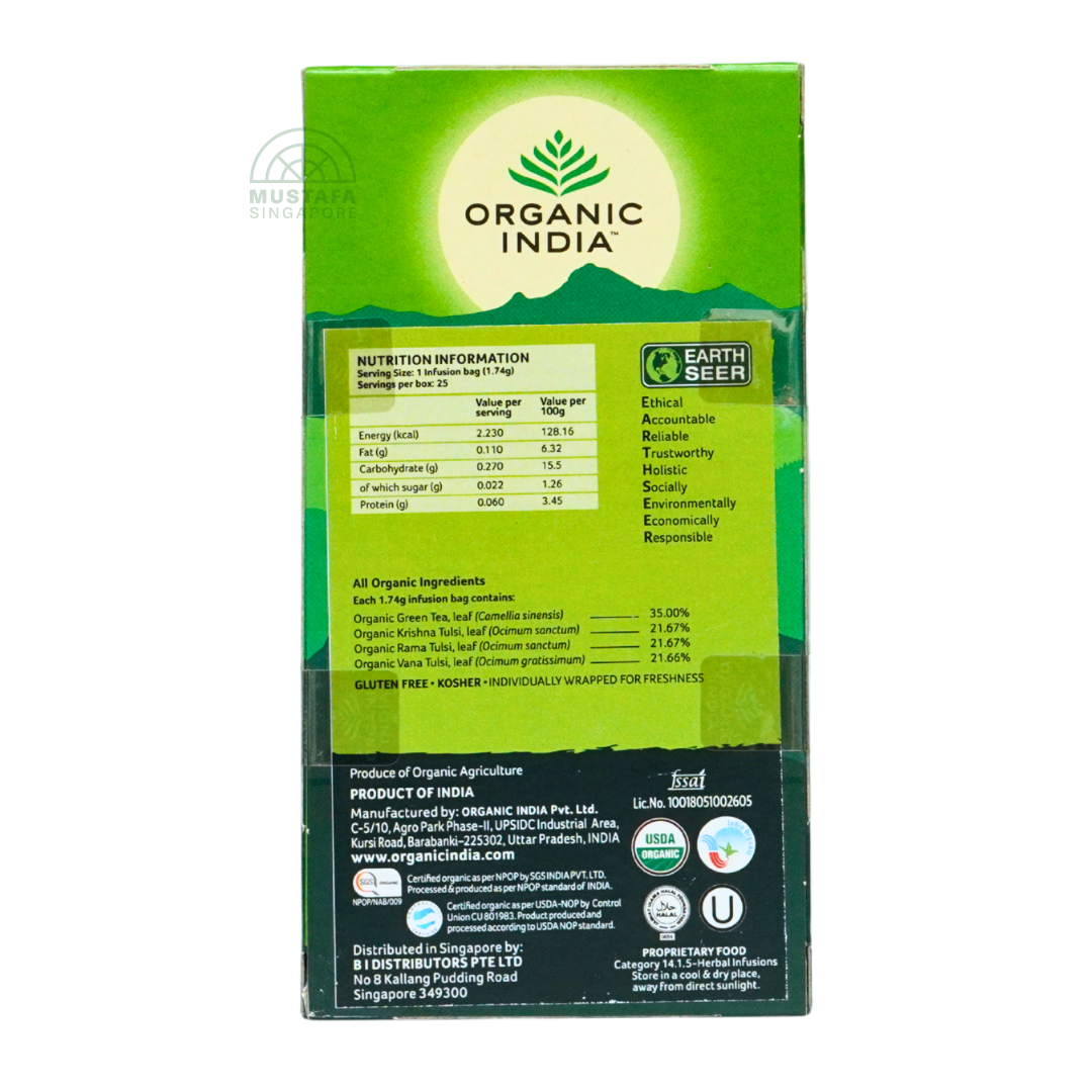 Organic India Tulsi Green Tea Classic 43.50g 25 Infusion Bags