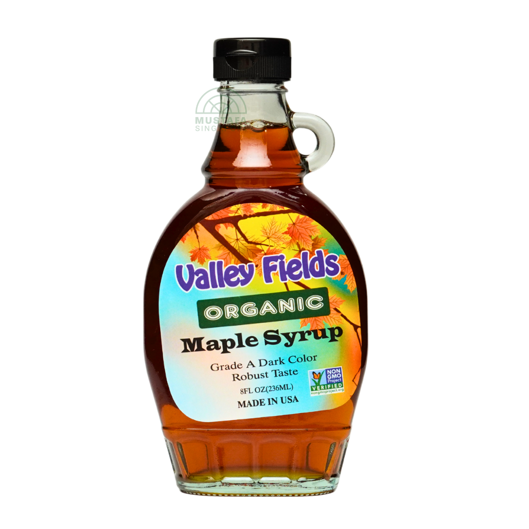 Valley Fields Organic Maple Syrup Grade A Dark Color Robust Taste 236ml