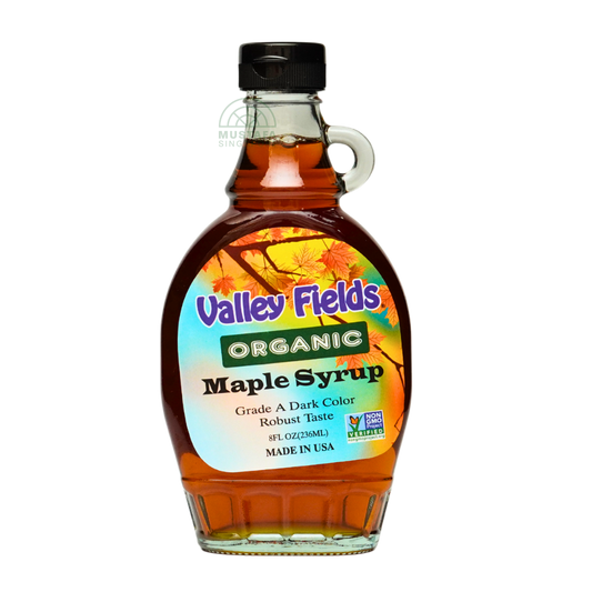 Valley Fields Organic Maple Syrup Grade A Dark Color Robust Taste 236ml