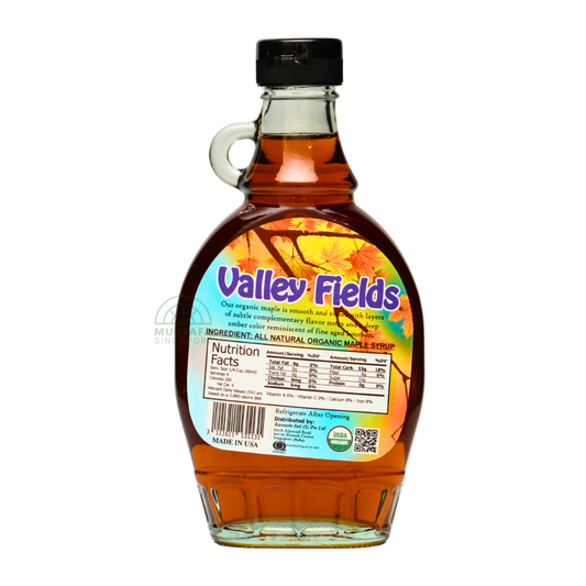 Valley Fields Organic Maple Syrup Grade A Dark Color Robust Taste 236ml