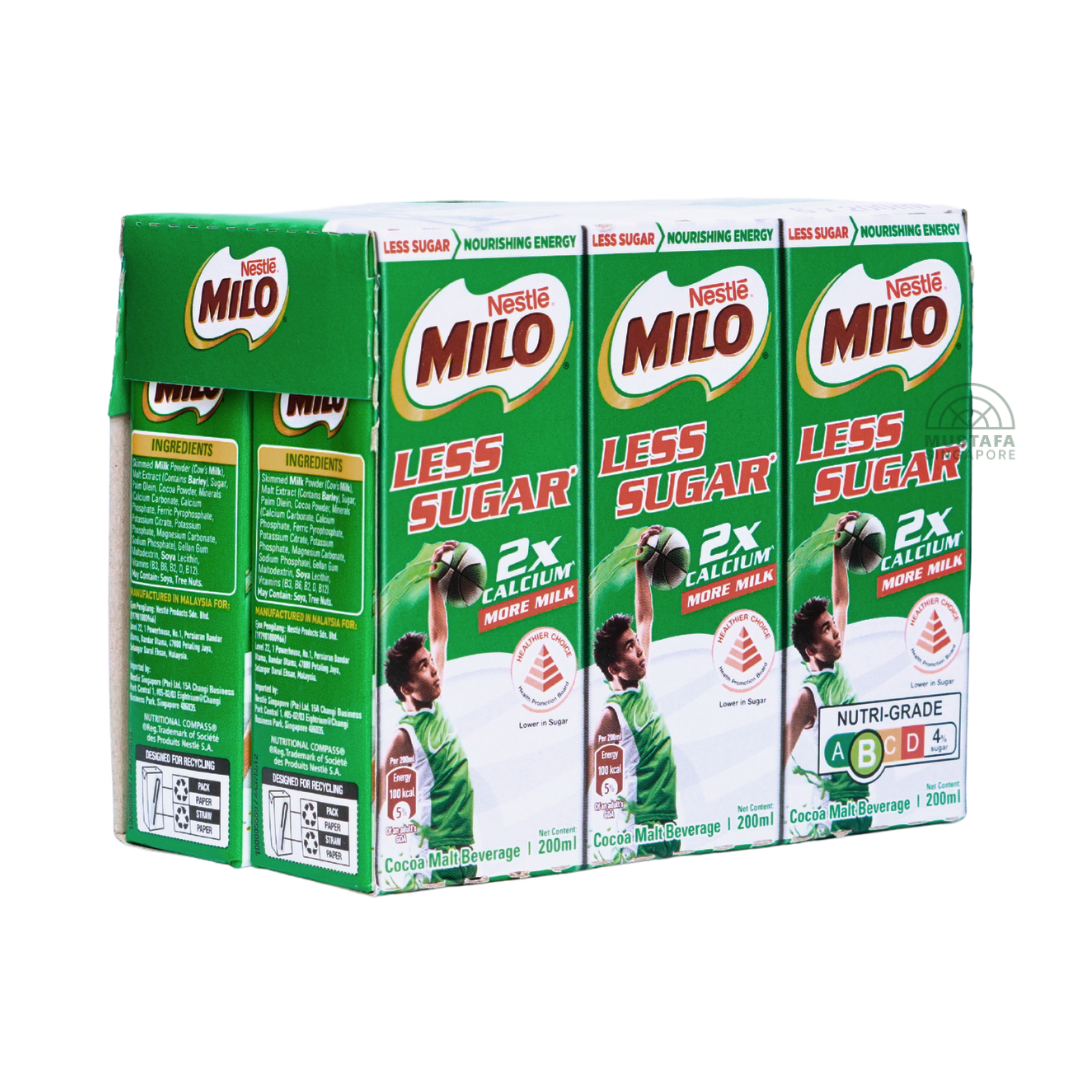 Milo Less Sugar 2x More Calcium 6 x 200ml