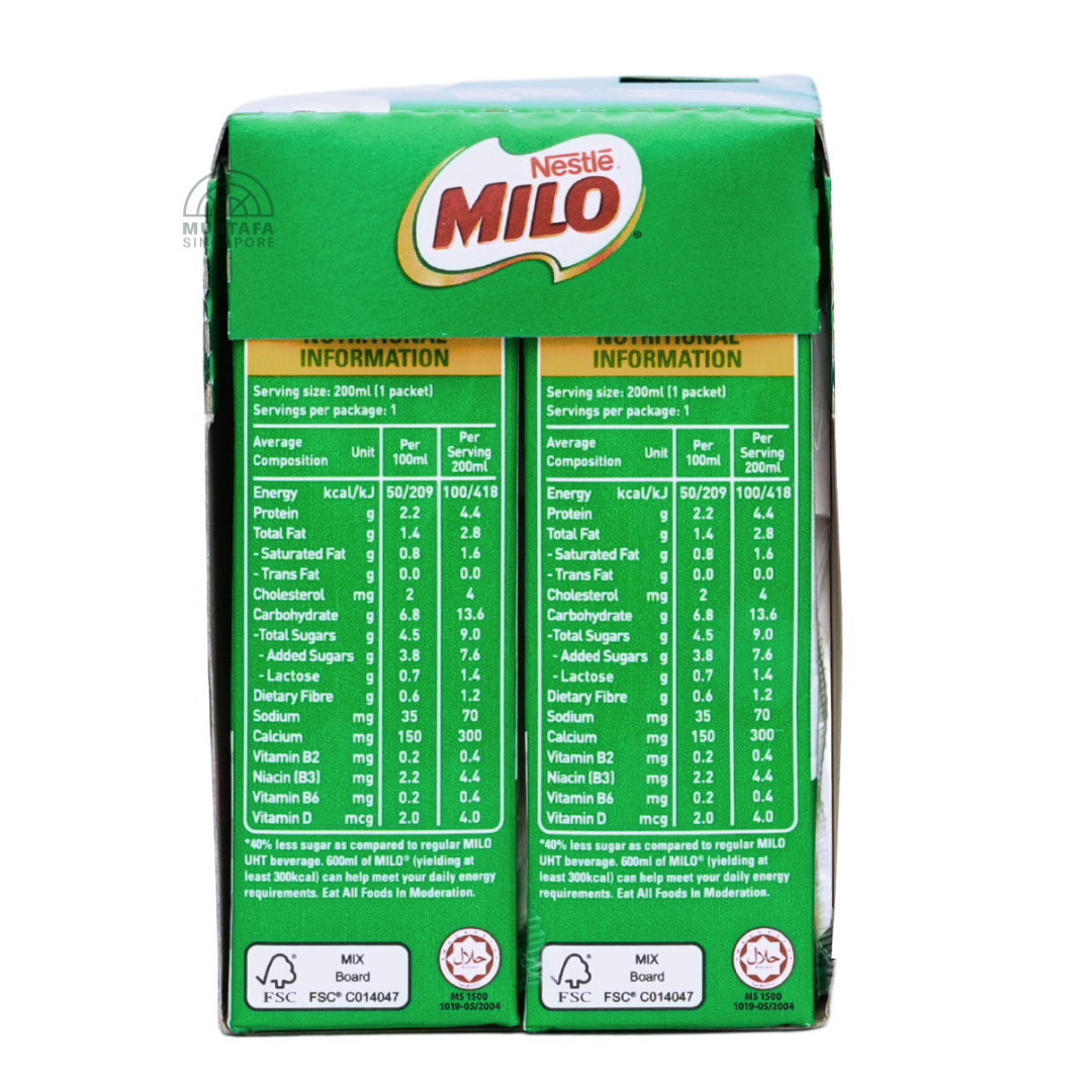 Milo Less Sugar 2x More Calcium 6 x 200ml