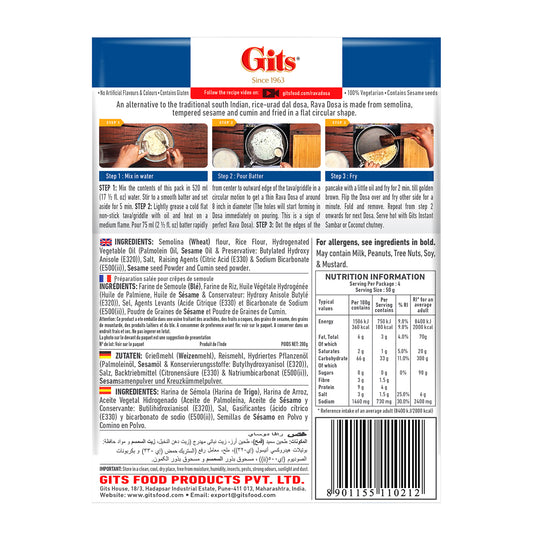Gits Rava Dosa Instant Breakfast Mix 200g