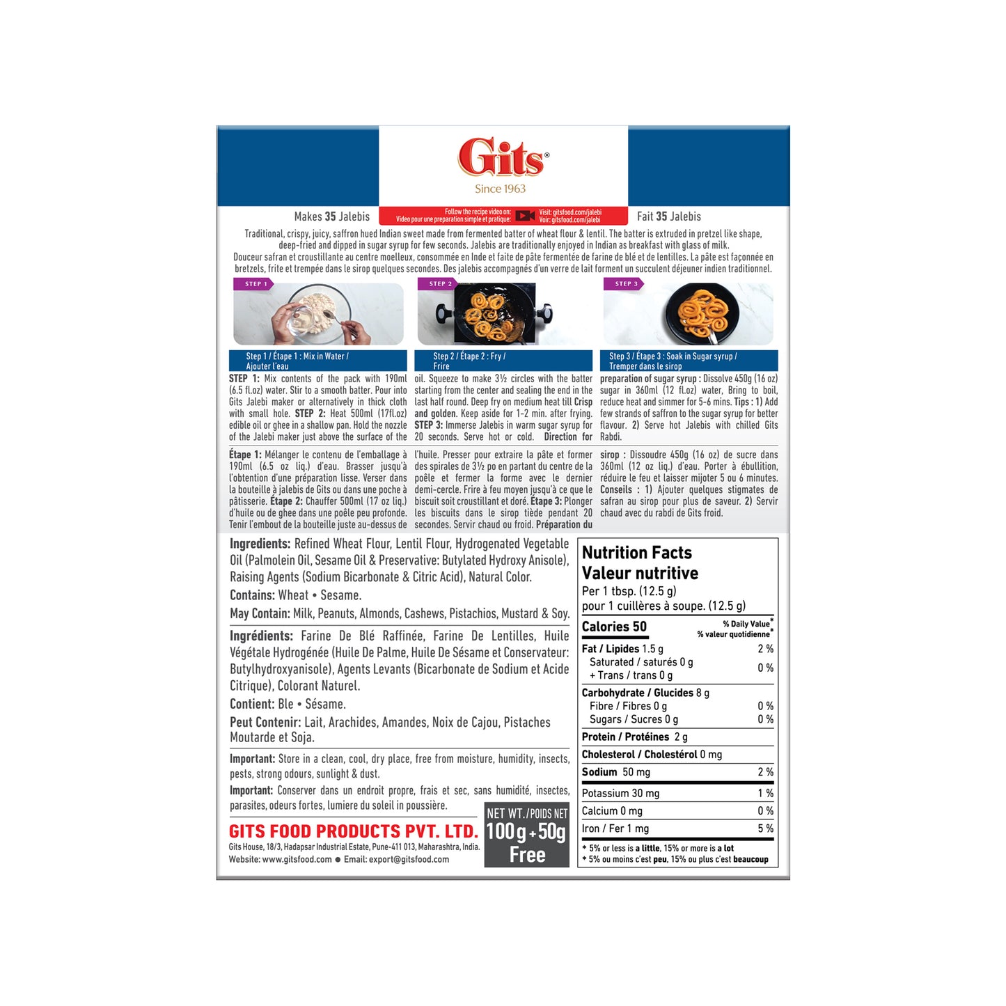 Gits Jalebi Dessert Mix 100g (Free Extra 50g)