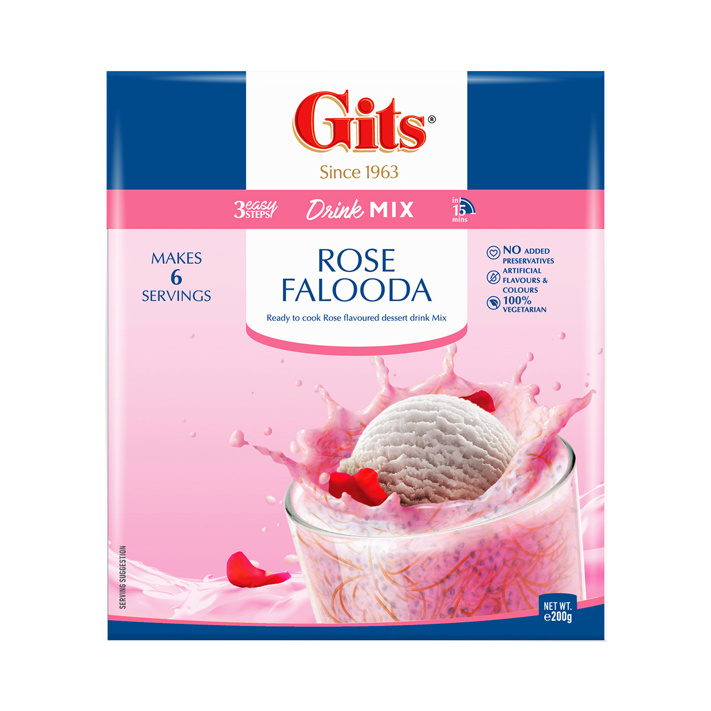 Gits Rose Falooda Drink Mix 200g