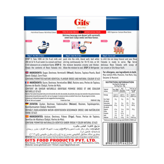 Gits Rose Falooda Drink Mix 200g