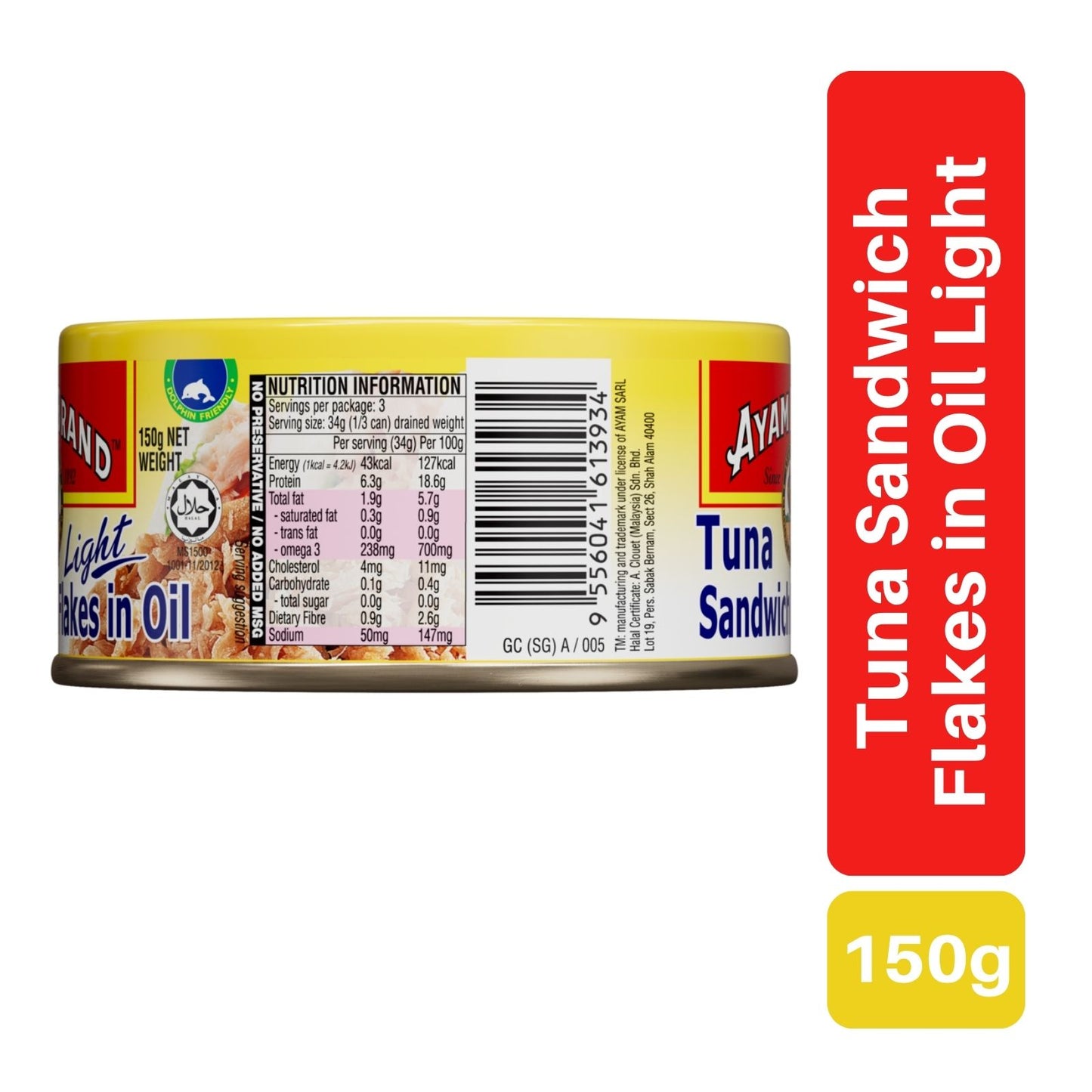 Ayam Brand Tuna Sandwich Flakes In Oil (Light) 150g