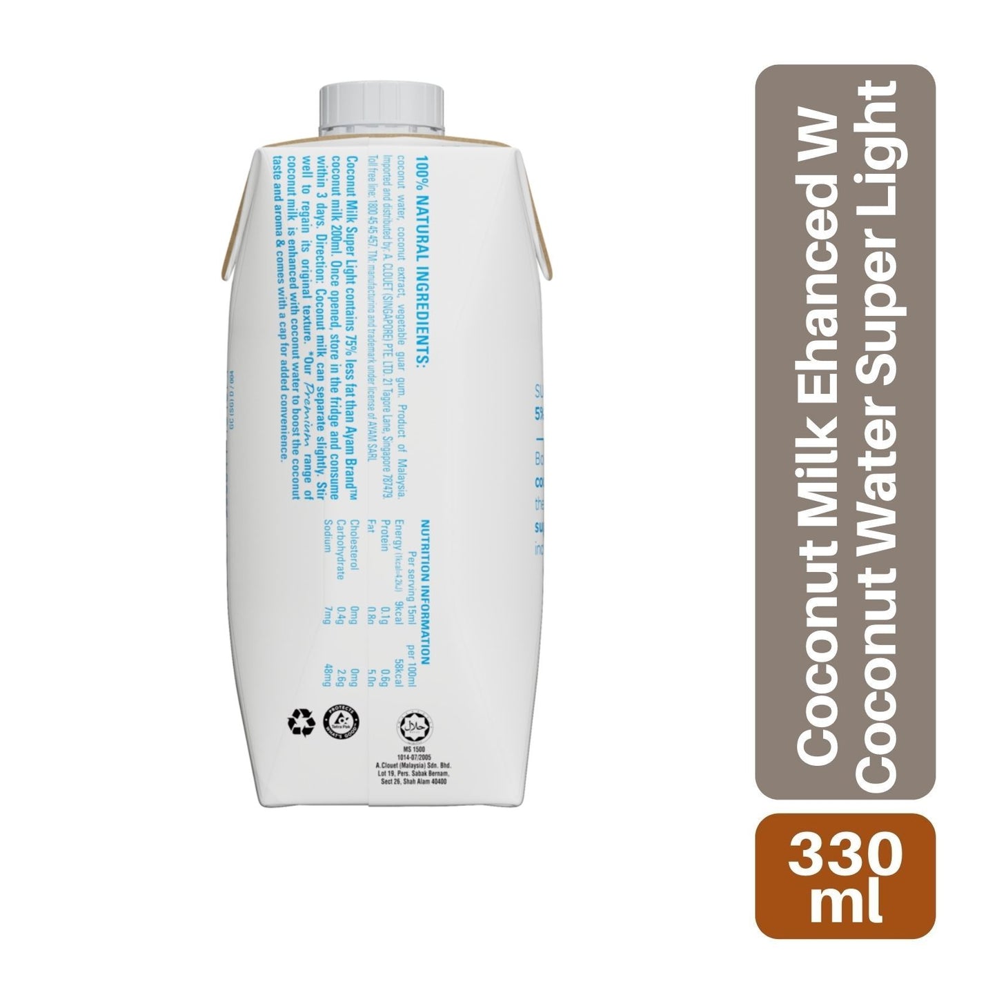 Ayam Brand Coconut Milk Super Light (5% Fat Enhanced With Coconut Water) 330ml