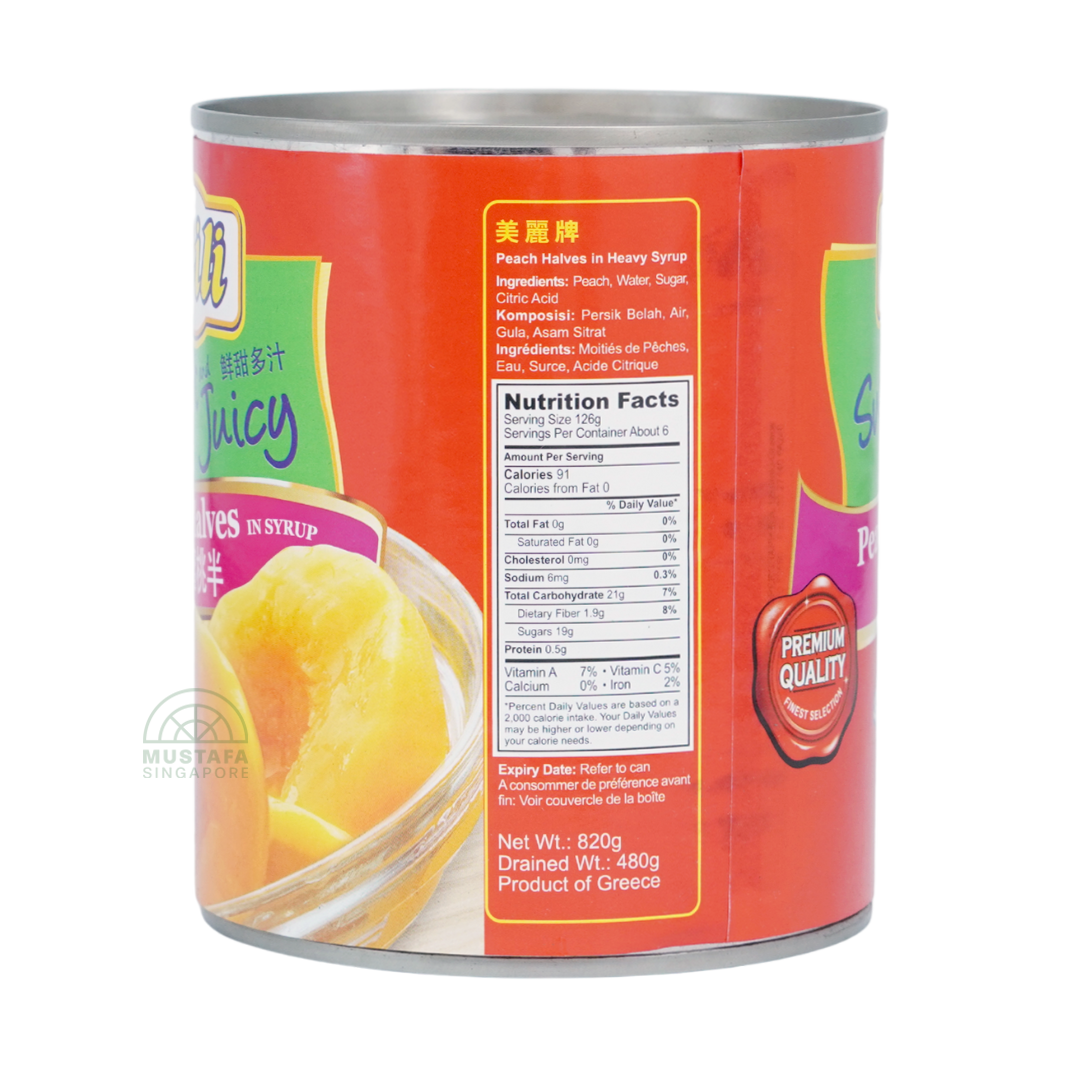 Mili Sweet and Juicy Peach Halves in Syrup 825g