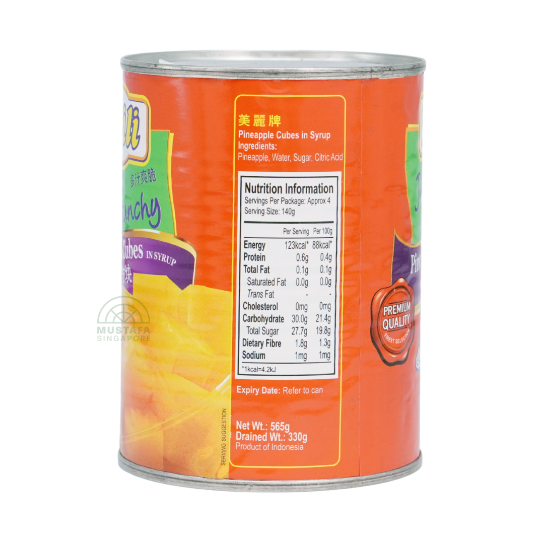 Mili Juicy and Crunchy Pineapple Cubes in Syrup 454g