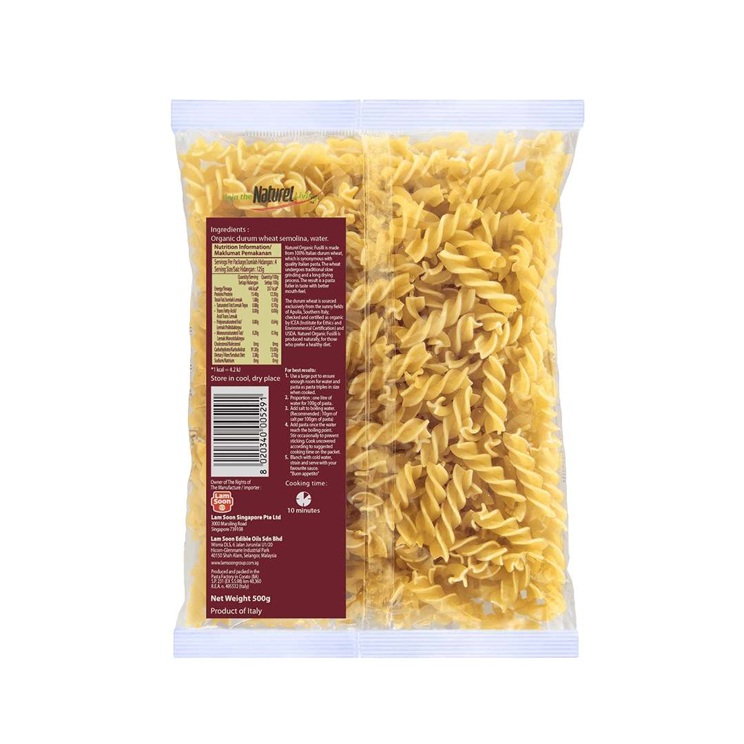 Naturel Organic Fusilli Pasta 500g