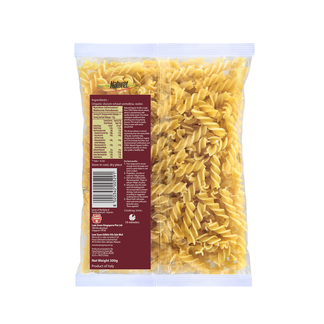 Naturel Organic Fusilli Pasta 500g
