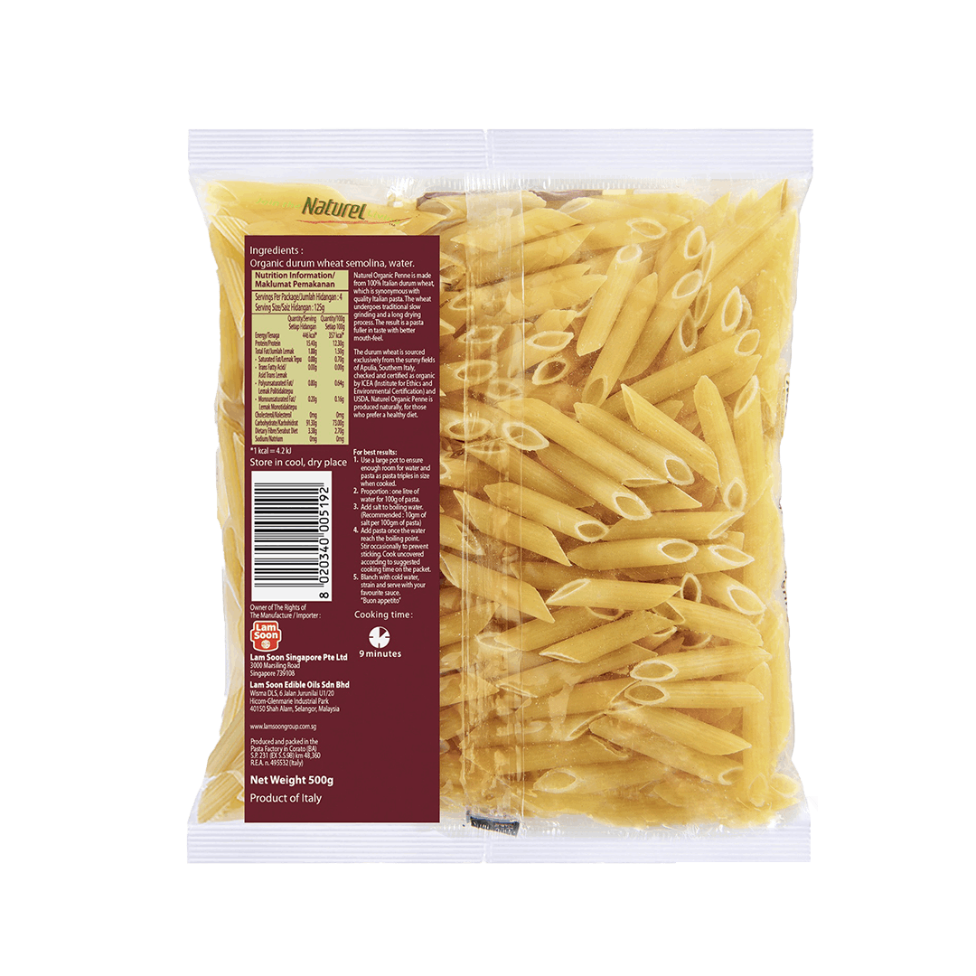 Naturel Organic Penne Pasta 500g