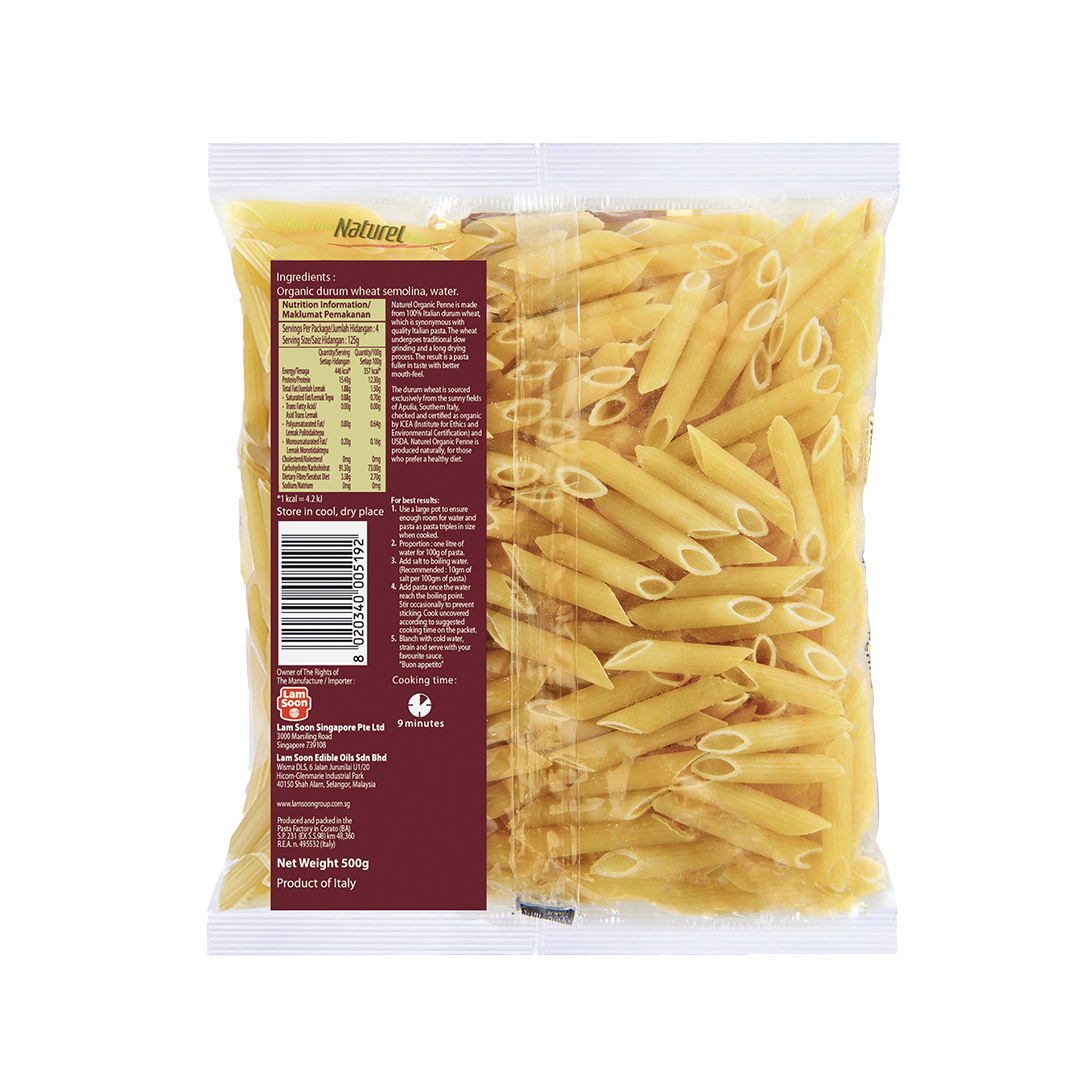 Naturel Organic Penne Pasta 500g