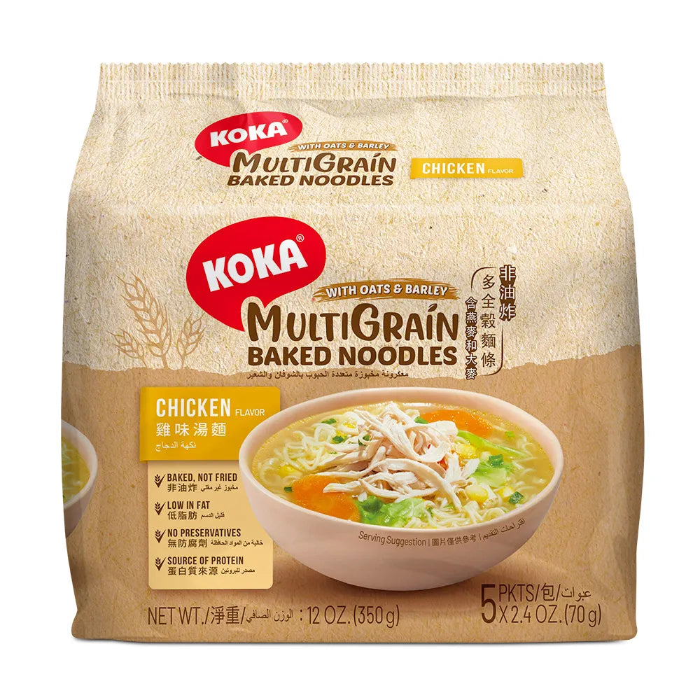 Koka Oats and Barley Multigrain Baked Noodles Chicken Instant Noodles 70g x 5s