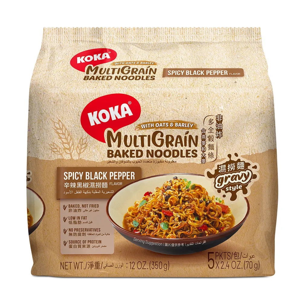 Koka Oats and Barley Multigrain Baked Noodles Spicy Black Pepper Instant Noodles 70g x 5s
