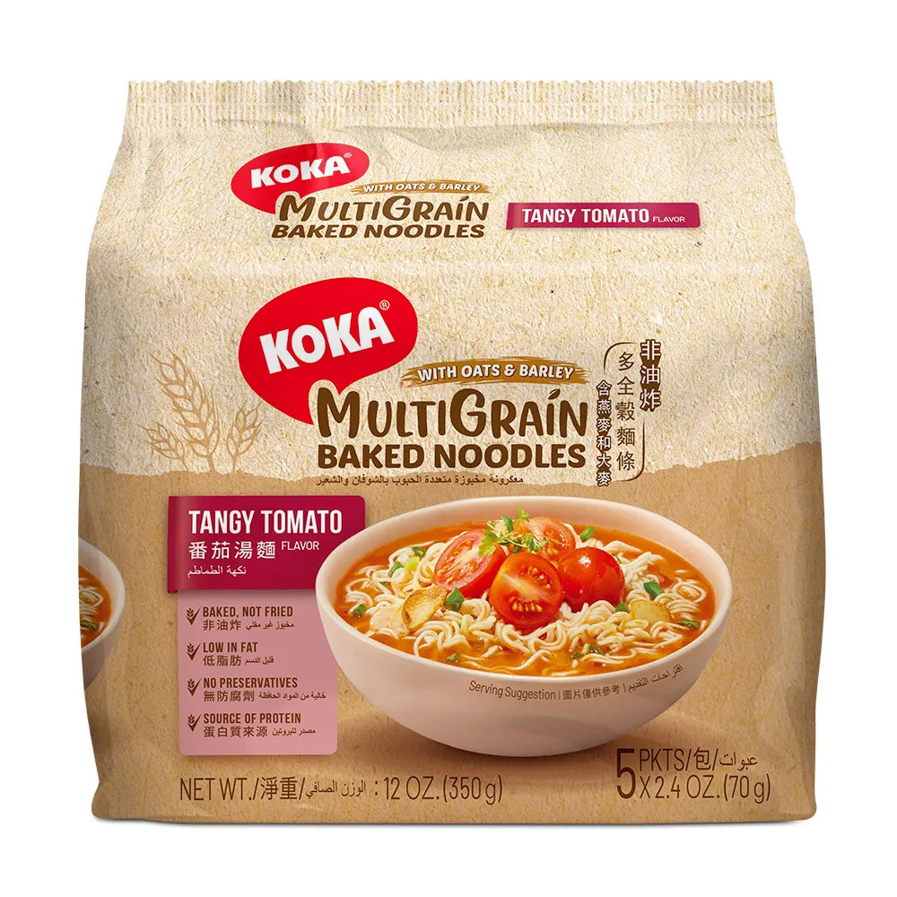 Koka Oats and Barley Multigrain Baked Noodles Tangy Tomato Instant Noodles 70g x 5s
