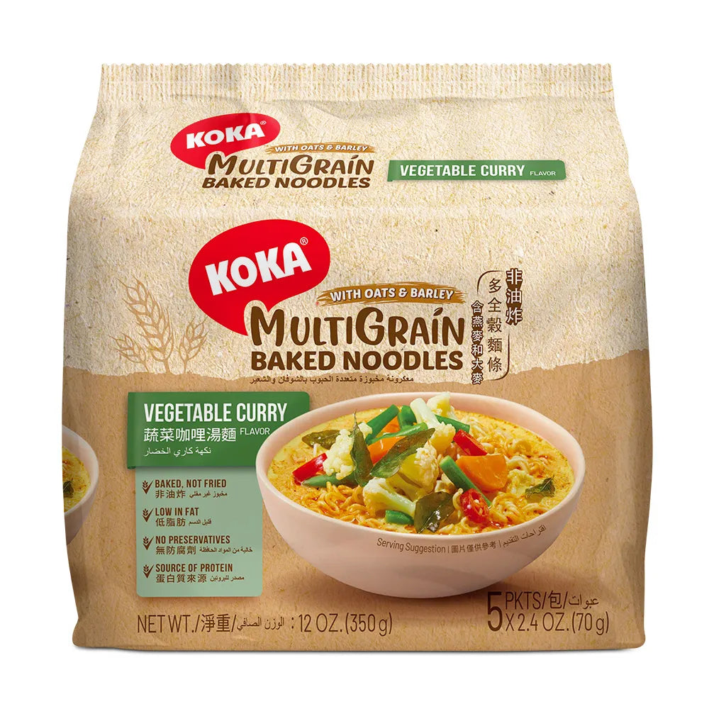 Koka Oats and Barley Multigrain Baked Noodles Vegetable Curry Instant Noodles 70g x 5